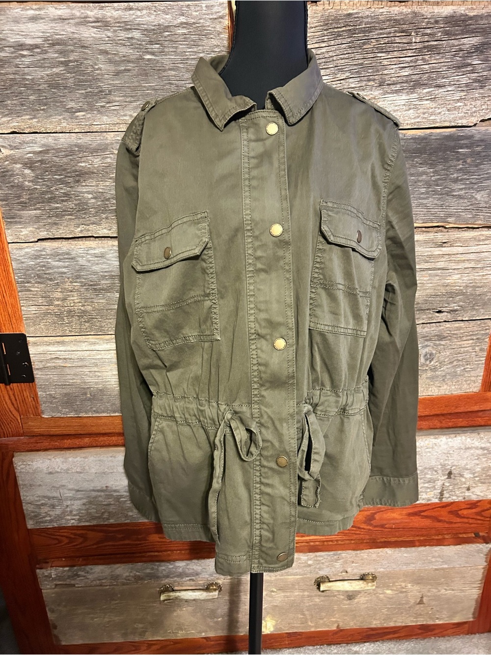 Olive Green Utility Drawstring Jacket Size XXL